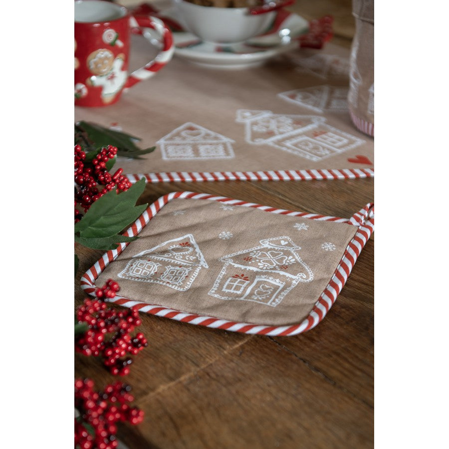 Chwytak 20x20 cm Brązowa bawełniana Domek z piernika Clayre Eef