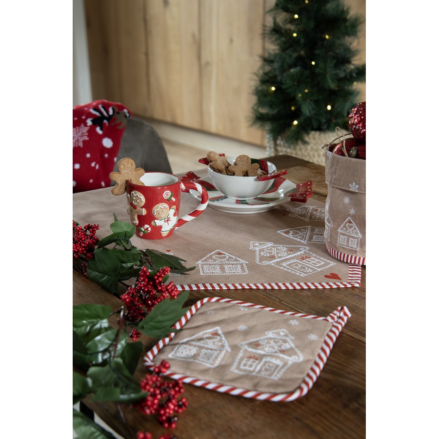 Chwytak 20x20 cm Brązowa bawełniana Domek z piernika Clayre Eef