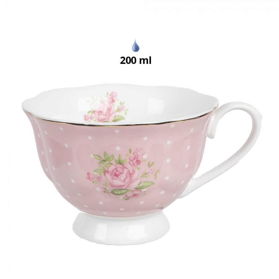 Filżanka z podstawkiem porcelanowa róże vintage 200 ml Clayre & Eef