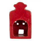 Świecznik Domek świąteczny 8x7x13 cm Czerwony Ceramiczny Clayre Eef
