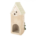 Świecznik na podgrzewacze Domek 9x8x20 cm Beżowy Ceramiczny Clayre Eef