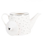 Dzbanek porcelanowy biały w czarne serduszka 1000 ml Clayre Eef