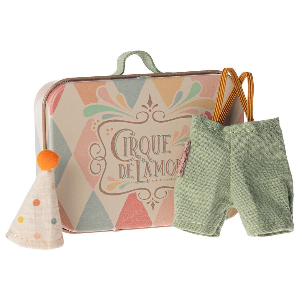 Maileg Ubranko dla myszki małego brata - Clown cloths in suitcase