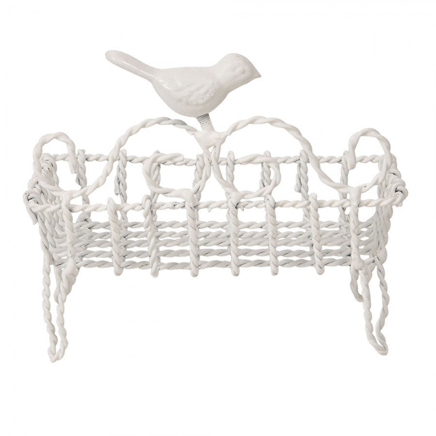 Mydelniczka retro metalowa ptak biała Clayre Eef