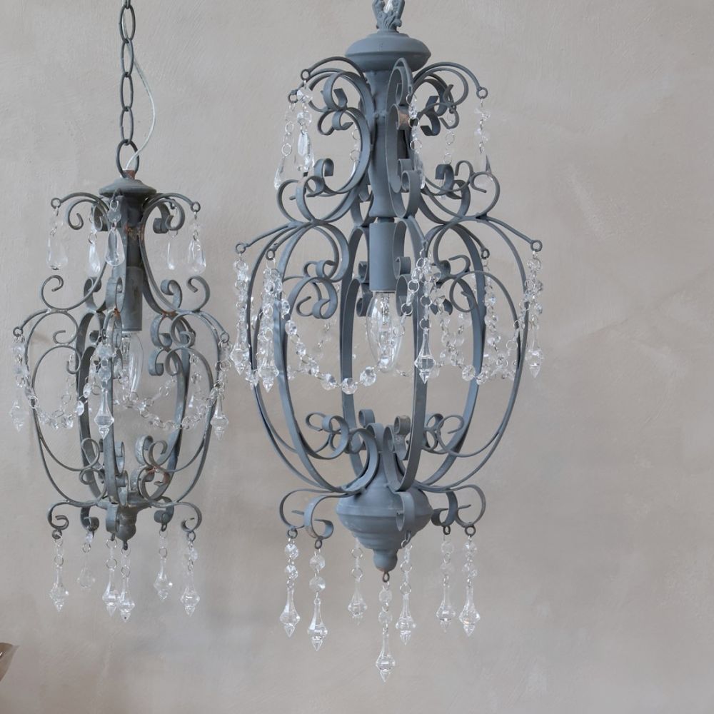 Żyrandol z kryształkami vintage chic D duży szary Chic Antique