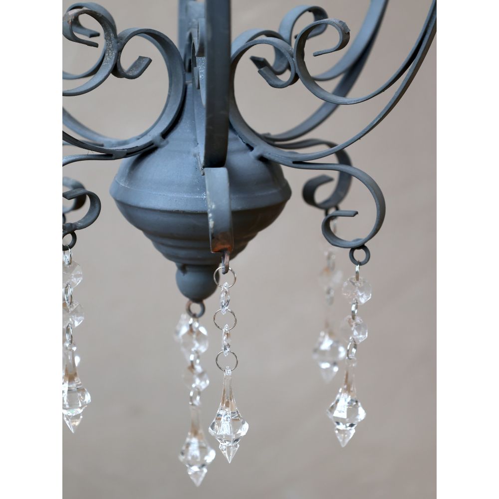 Żyrandol z kryształkami vintage chic D duży szary Chic Antique
