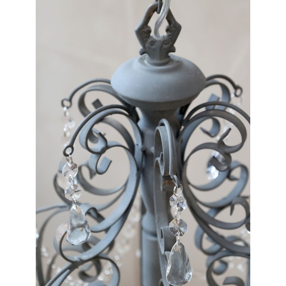 Żyrandol z kryształkami vintage chic D duży szary Chic Antique
