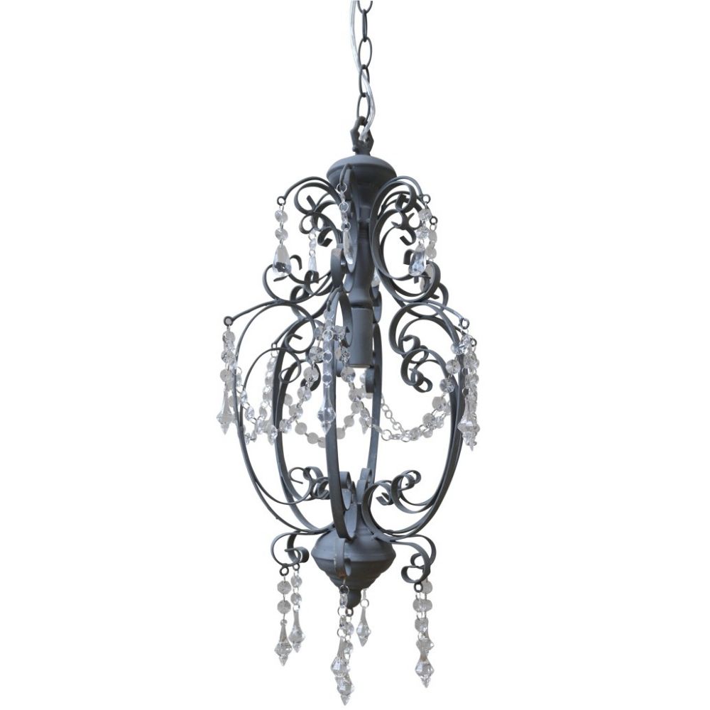 Żyrandol z kryształkami vintage chic D duży szary Chic Antique