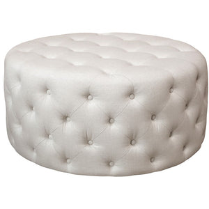 Pufa pikowana Malo z lnu Hampton 90 cm Chic Antique