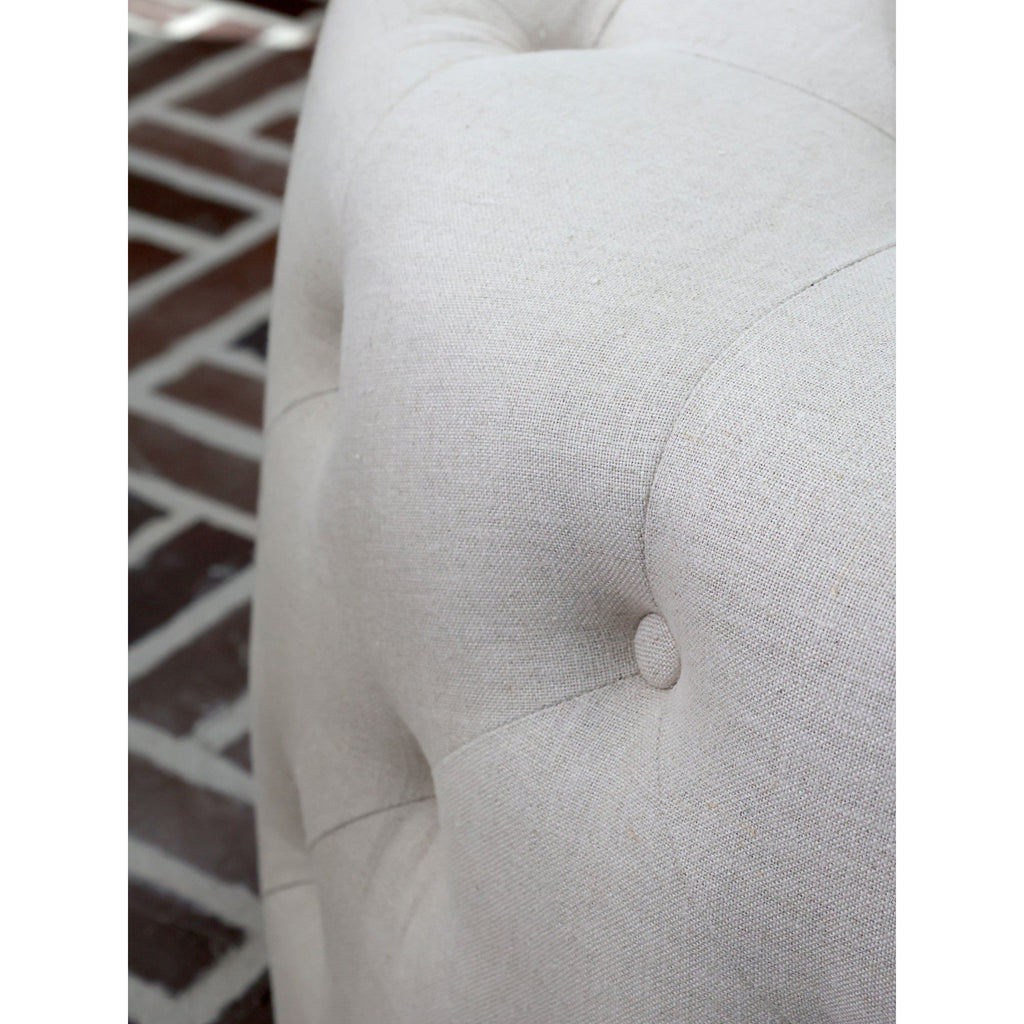 Pufa pikowana Malo z lnu Hampton 90 cm Chic Antique