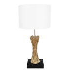 Lampa stołowa złota z białym abażurem Clayre Eef