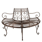 Ławka ogrodowa metalowa brązowa półokrągła Clayre Eef