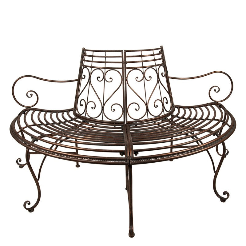 Ławka ogrodowa metalowa brązowa półokrągła Clayre Eef