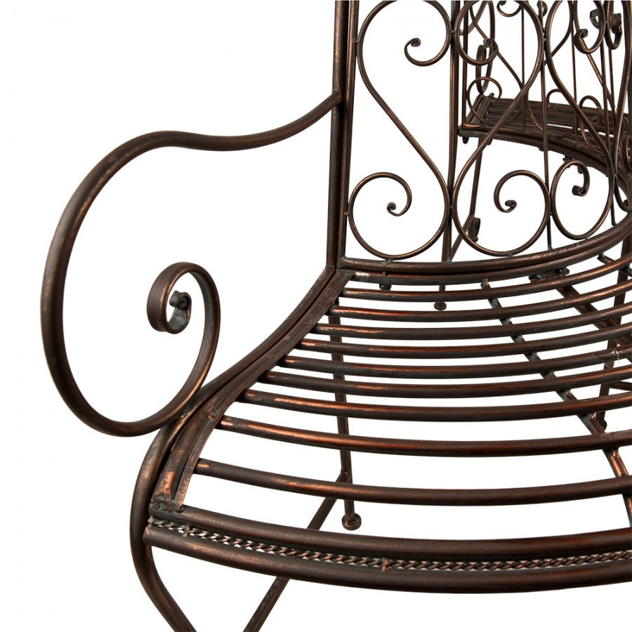 Ławka ogrodowa metalowa brązowa półokrągła Clayre Eef