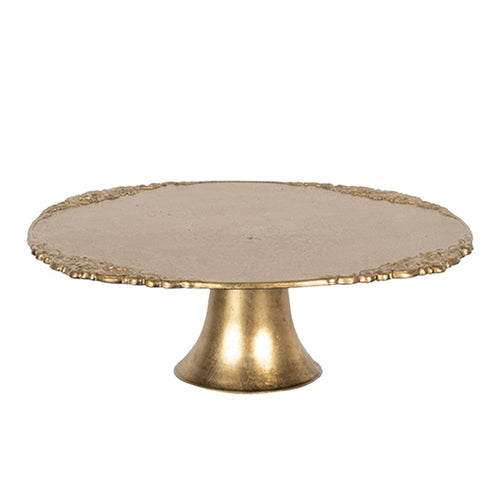 Talerz na nodze Clayre Eef złoty do torta retro 32 cm