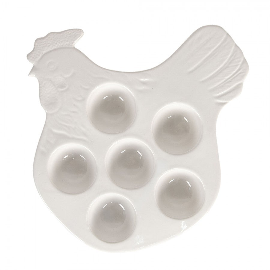 Ceramiczny talerz na jajka Kura beżowy Clayre Eef