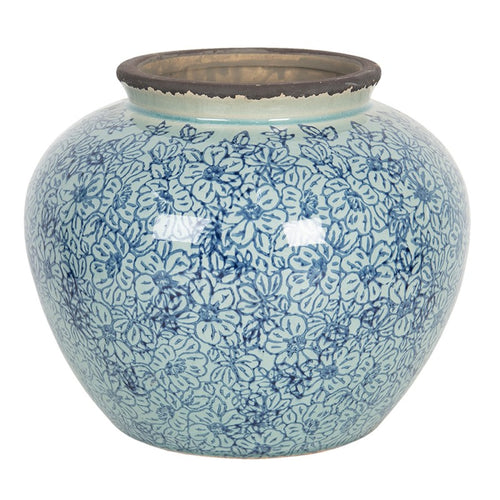 Wazon ceramiczny niebieskie kwiaty 20 x 16  cm Country  Clayre Eef