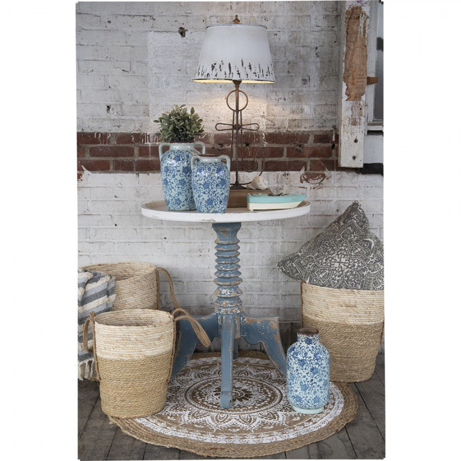 Wazon niebieski w kwiaty 29 cm Clayre Eef