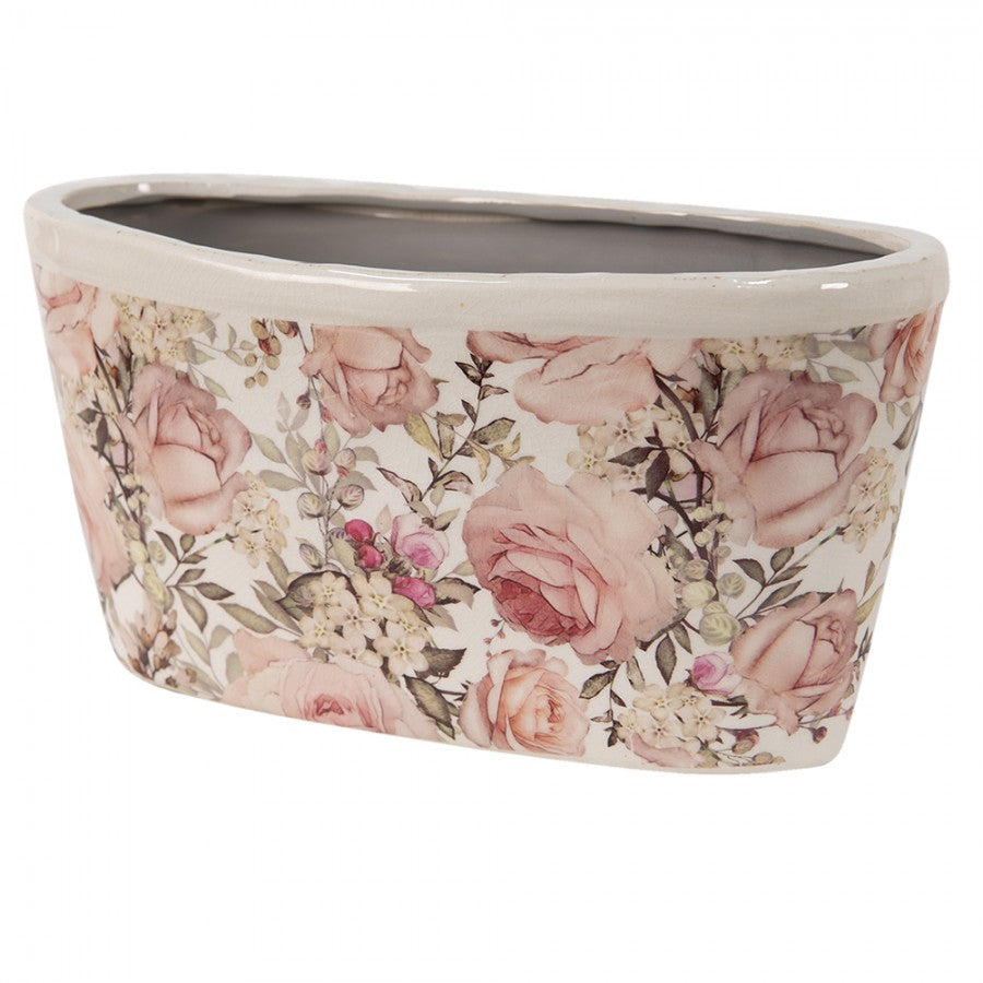 Doniczka ceramiczna w kwiaty podłużna róże Clayre Eef