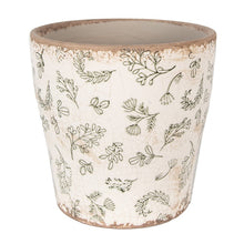 Załaduj obraz do przeglądarki galerii, Doniczka ceramiczna w kwiaty zielono beżowe 14 cm Clayre Eef

