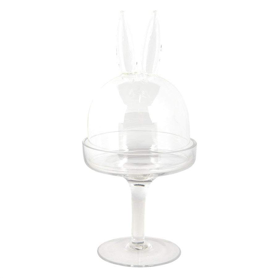Szklana bomboniera , patera królik na nóżce Clayre Eef