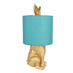 Lampa stołowa złoty Królik z turkusowym abażurem Clayre Eef