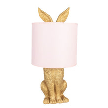 Załaduj obraz do przeglądarki galerii, Lampa stołowa złoty Królik z różowym abażurem Clayre Eef
