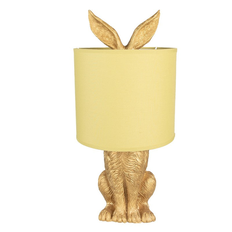 Lampa stołowa złoty Królik z żółtym abażurem Clayre Eef