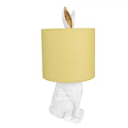 Lampa stołowa biały Królik z żółtym abażurem Clayre Eef