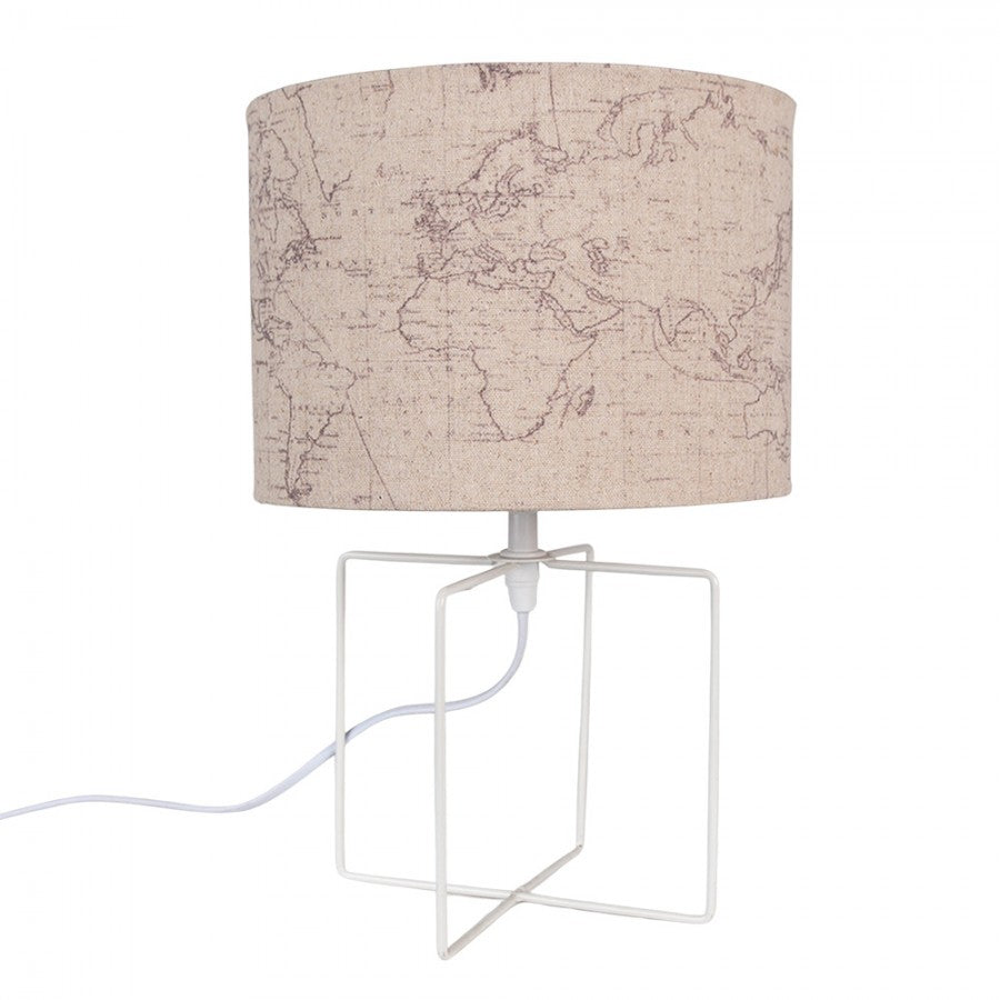 Lampa stołowa z abażurem beżowym mapa Clayre Eef
