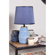 Załaduj obraz do przeglądarki galerii, Lampa stołowa ceramiczna niebieska z abażurem Clayre Eef

