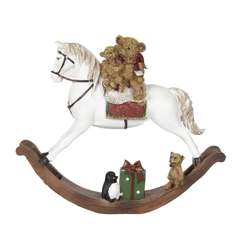 Figurka świąteczna koń na biegunach Clayre Eef złota