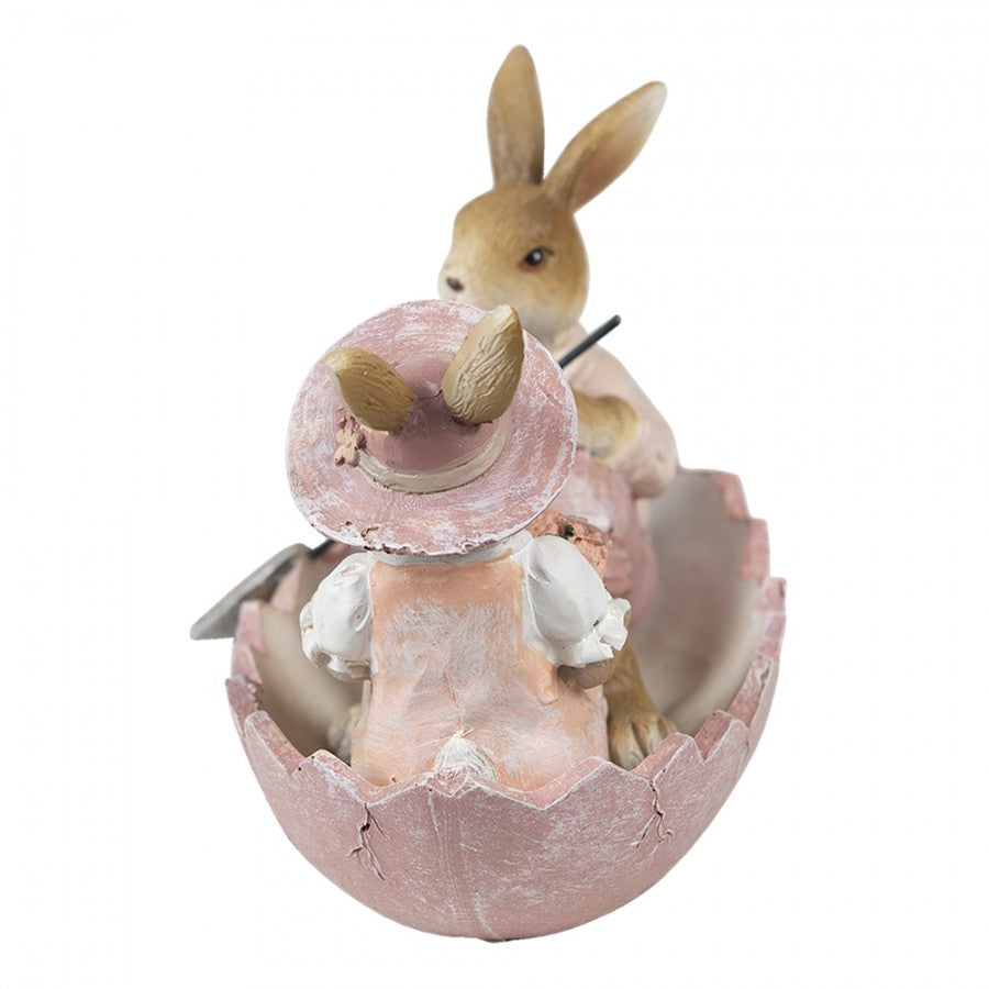 Figurka wielkanocna króliczki w łódce retro Clayre Eef