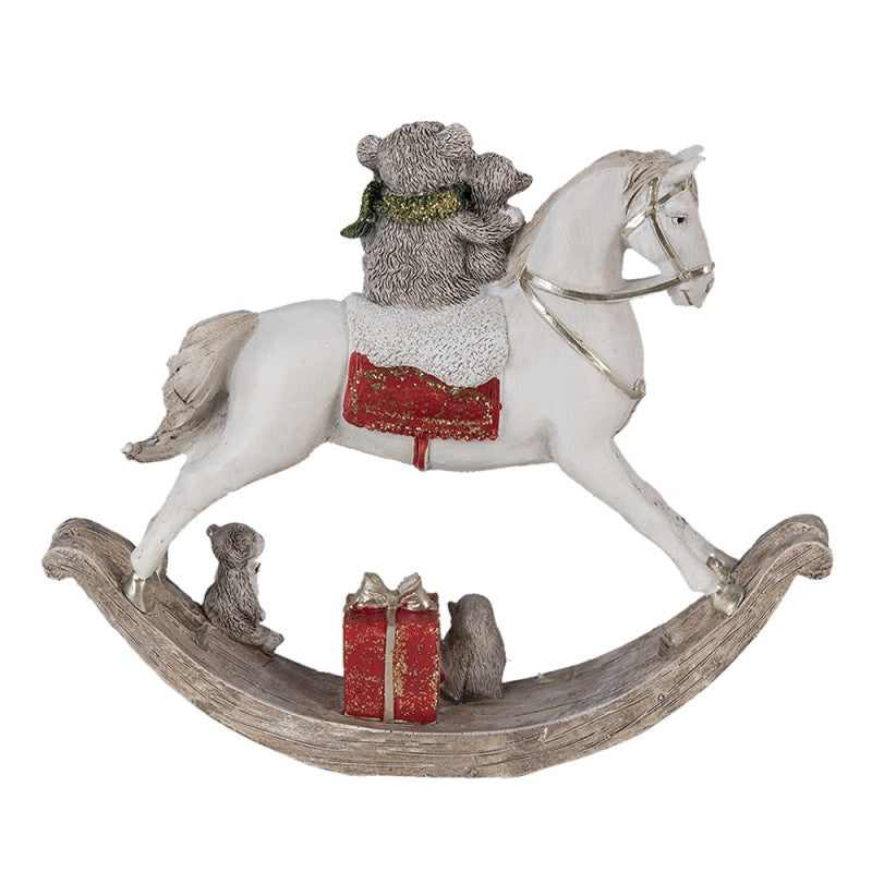 Figurka świąteczna koń na biegunach Clayre Eef srebrna