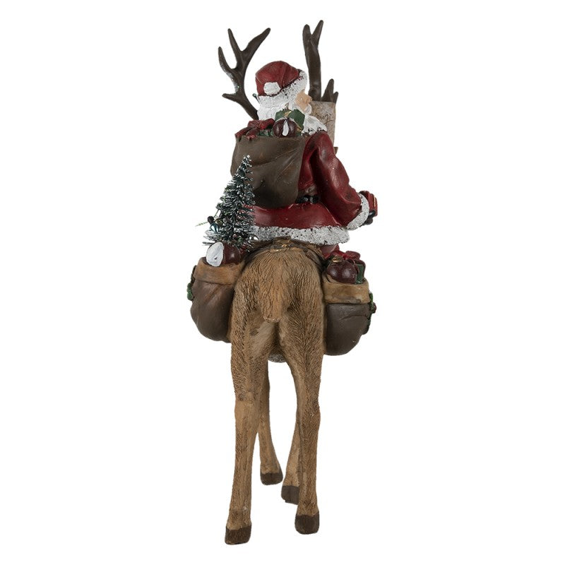 Figurka bożonarodzeniowa święty Mikołaj na reniferze 30 cm Clayre Eef