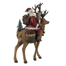 Załaduj obraz do przeglądarki galerii, Figurka bożonarodzeniowa święty Mikołaj na reniferze 30 cm Clayre Eef

