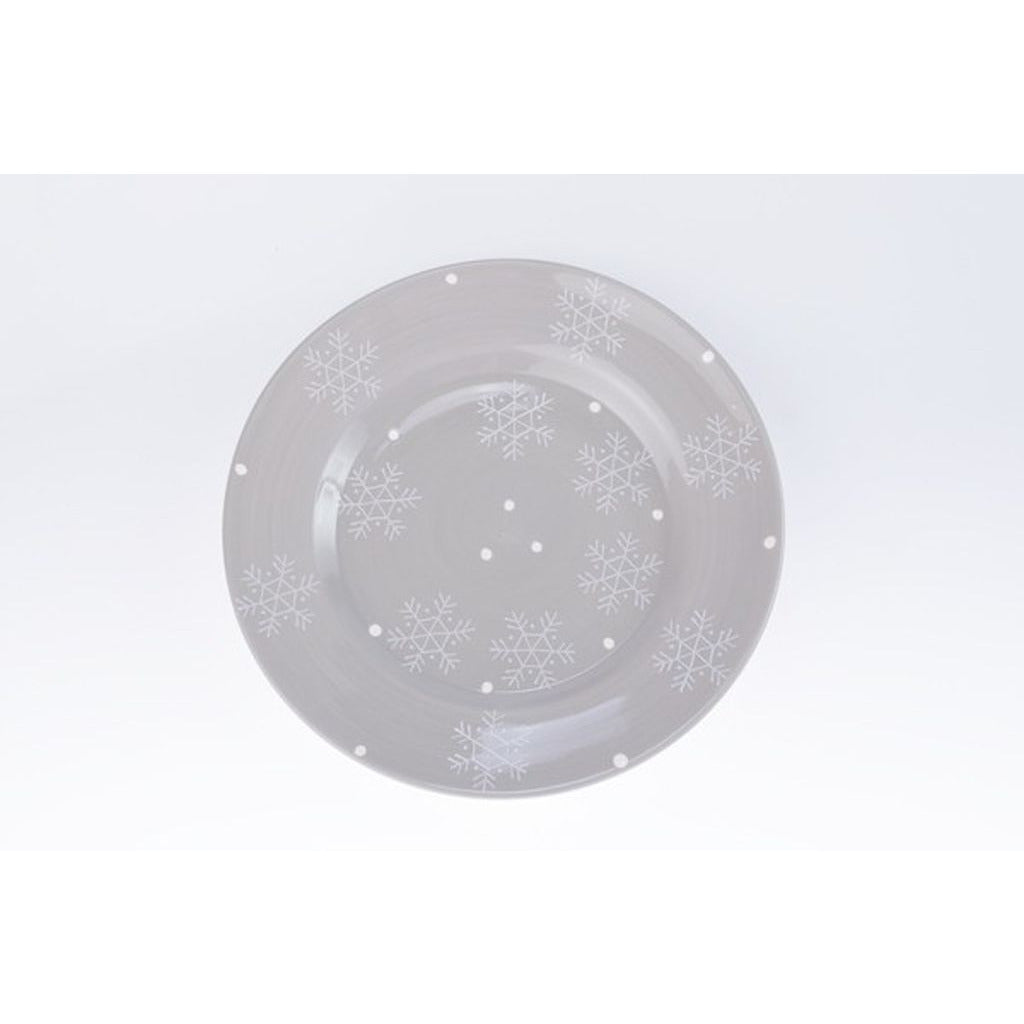 Talerz deserowy szary w śnieżynki świąteczny