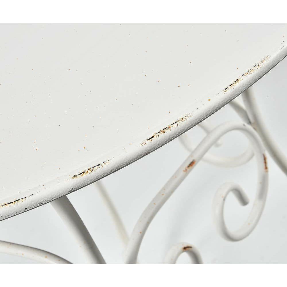 Stolik okrągły metalowy biały Luna retro Belldeco