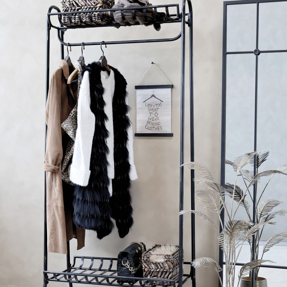 Wieszak podłogowy Chic Antique z półkami czarny