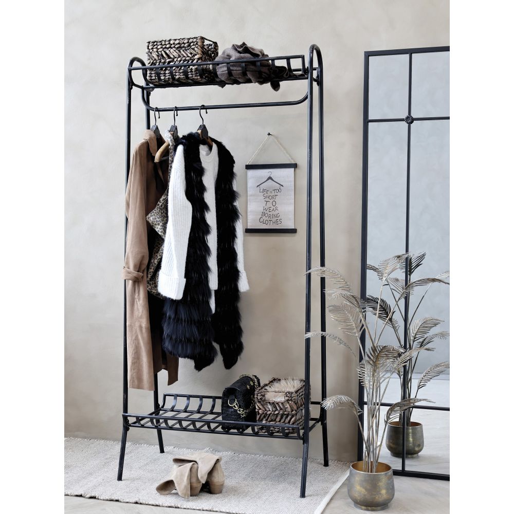 Wieszak podłogowy Chic Antique z półkami czarny