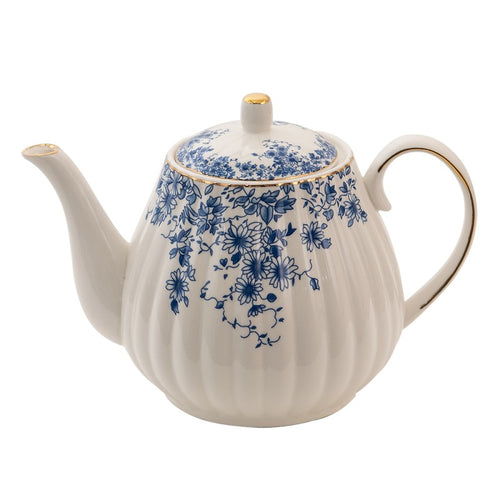Dzbanek na herbatę porcelanowy niebieskie kwiaty Clayre Eef