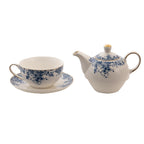 Dzbanek z filiżanką porcelanowy niebieskie kwiaty Clayre Eef