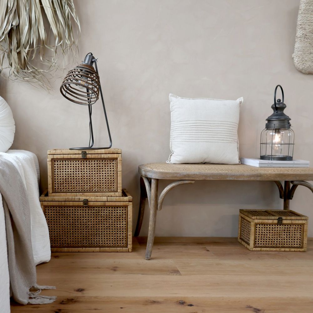 Ława z rattanowym siedziskiem Chic Antique