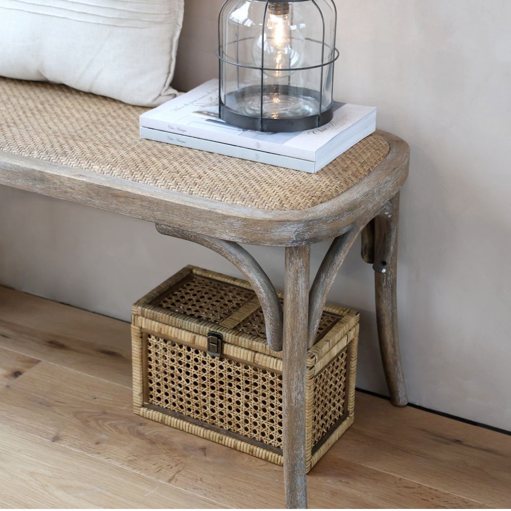 Ława z rattanowym siedziskiem Chic Antique