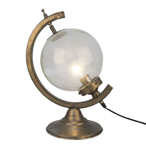 Lampa gabinetowa stołowa 49 cm złoty globus