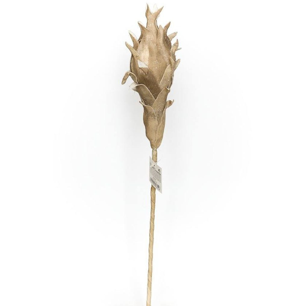 Kwiaty vintage karczoch brokatowy kremowy