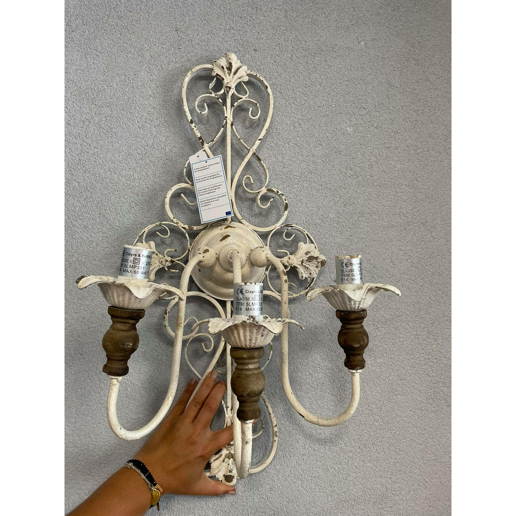 Kinkiet ścienny prowansalski ażurowy metalowy Clayre Eef