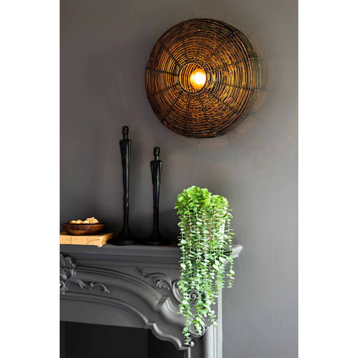 Kinkiet Boho rattanowy ciemny brąz duży Light Living