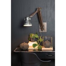 Załaduj obraz do przeglądarki galerii, Kinkiet industrialny długi drewniany srebro z ramieniem Light Living

