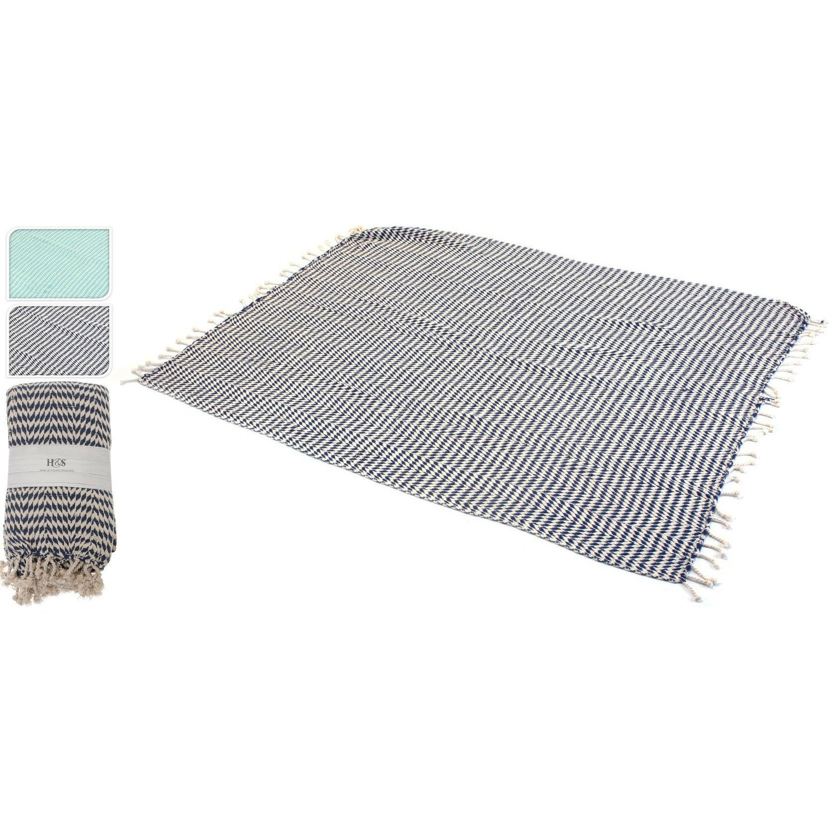 Koc dekoracyjny granatowy narzuta 130 x 170 cm